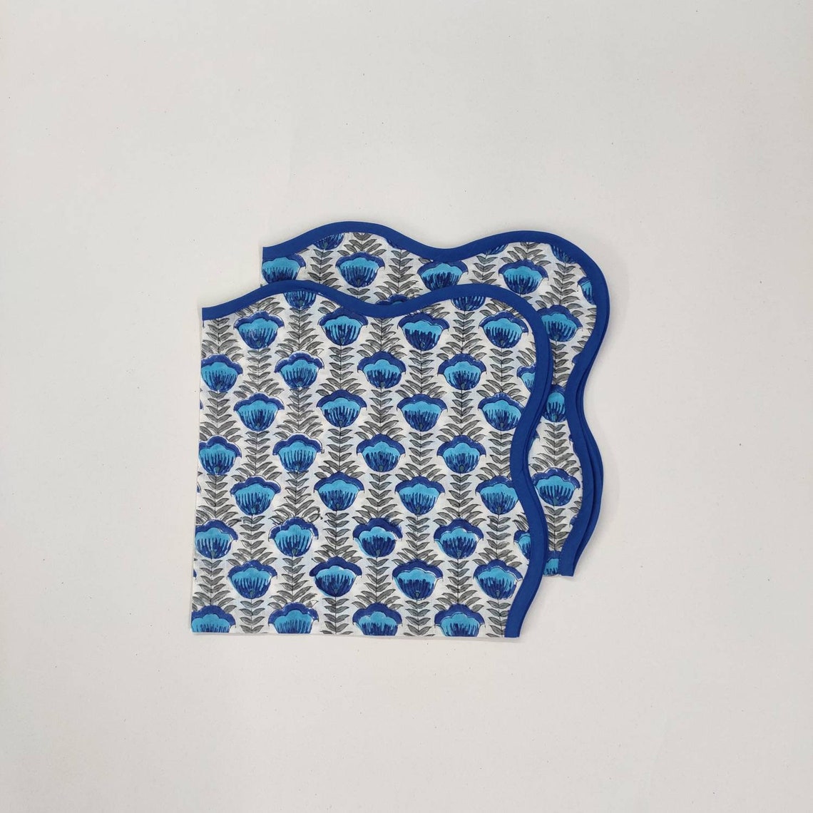 Blue Flower Cotton Napkins Cloth Napkins Fabric Napkins Etsy