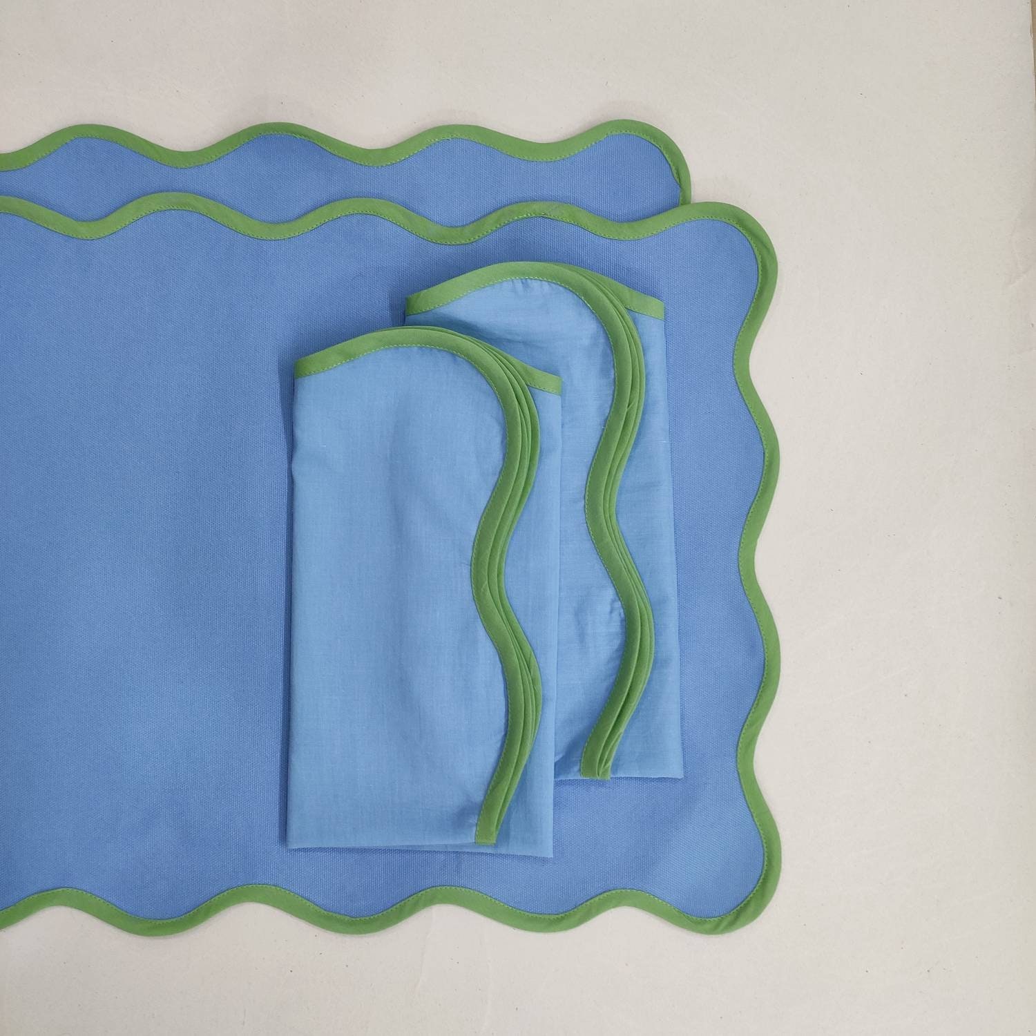Table mat Scallop Placemats and Napkins light blue Table Etsy