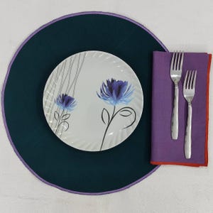 Table linen round table mats with embroidery edges in orange for table decor