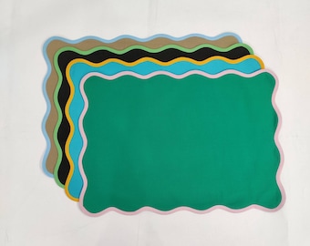 FabricSG Table Linens PlaceMats Piping Mats and Cotton wave scallop cloth cocktail Placemats,fathers day gift