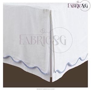 1 PIECE Scalloped Tailored BEDSKIRT 3 sided ONLY 100% Cotton Percale Drop from 8&quot; to 39&quot;