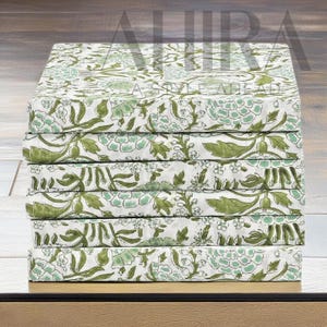 Serviettes de table à usage quotidien en coton à fleurs et blocs indiens vert agate, serviettes de table pour événement de mariage à la ferme 18 x 18