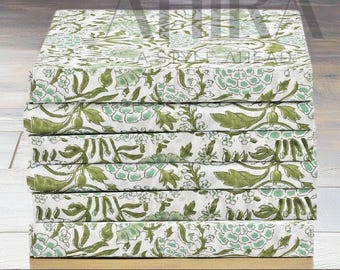 Guardanapos de mesa de algodão para uso diário, com estampa floral indiana em verde ágata, ideais para casamentos, eventos e festas em casa (18x18).