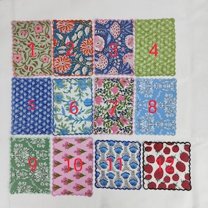 Mix match Cotton Napkins, Embroidered Napkin, India Hand block print, Scalloped, 9&quot;X9&quot;- Cocktail Napkins, 20&quot;X20&quot;- Dinner Napkins