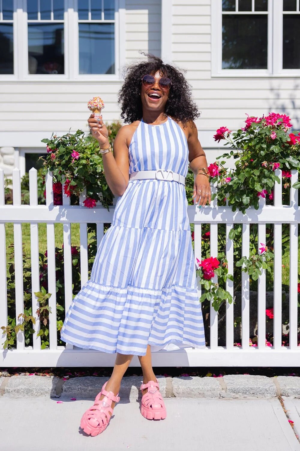 KELLY HALTER STRIPE Midi Dress, Sleeveless Dress, Summer Dress