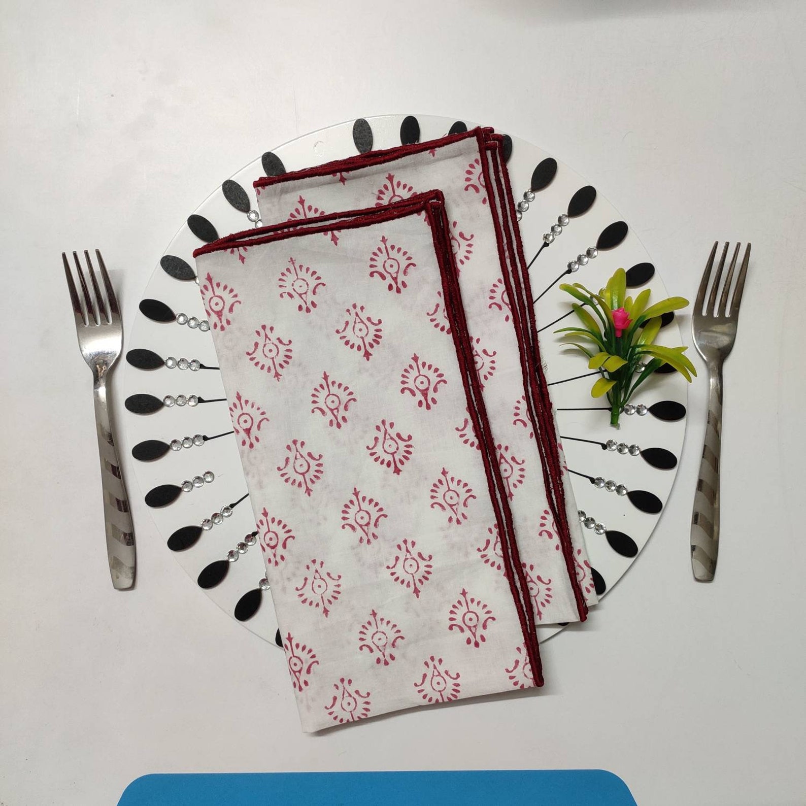 Cloth Embroidered Napkins Indian Cotton Napkins Party Etsy