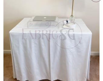 Falda de escritorio de 1 pieza - Panel plano, confeccionada SOLO por los 4 lados, 100 % percal de algodón, longitud de 30" a 50"
