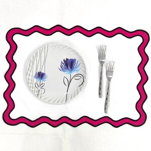 Table Linens Embroidered PlaceMats double scalloped mats and Cotton wave scallop cloth cocktail Placemats,fathers day gift