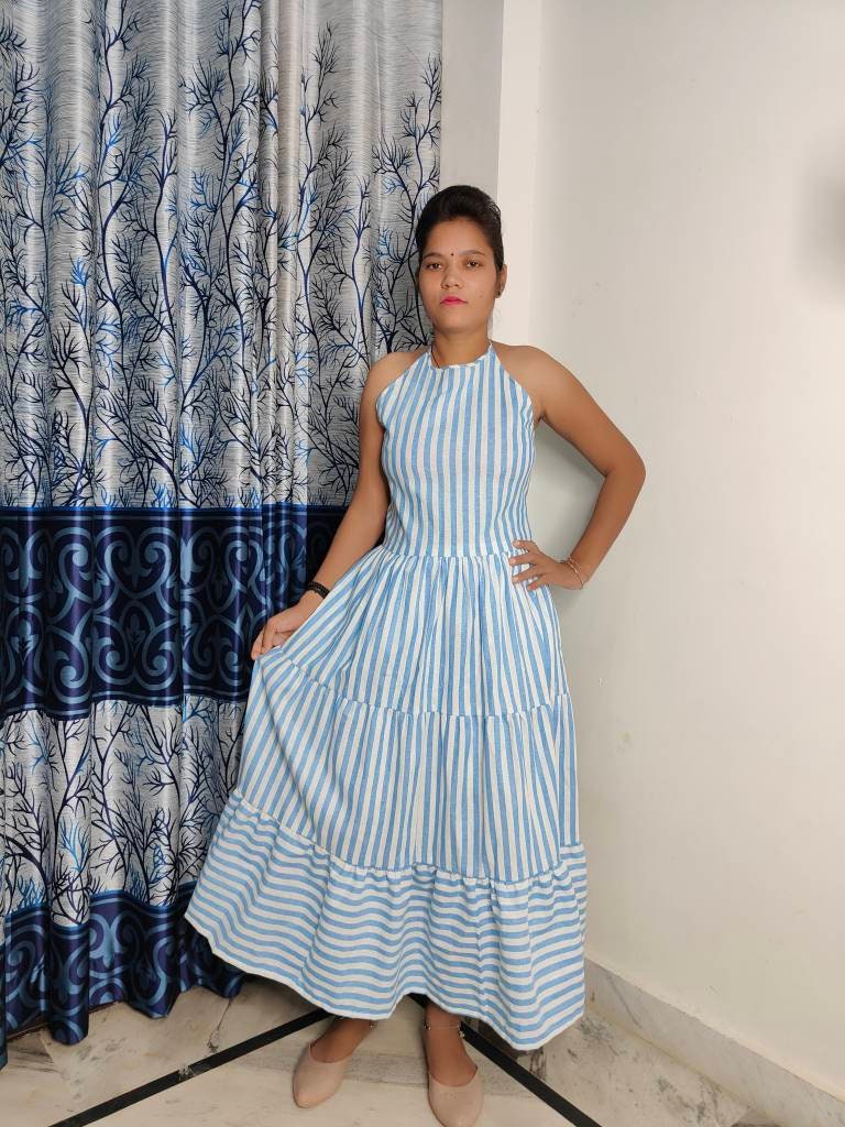 knee length dresses for ladies Genelle Striped Corset Midi Dress – VICI main image 0