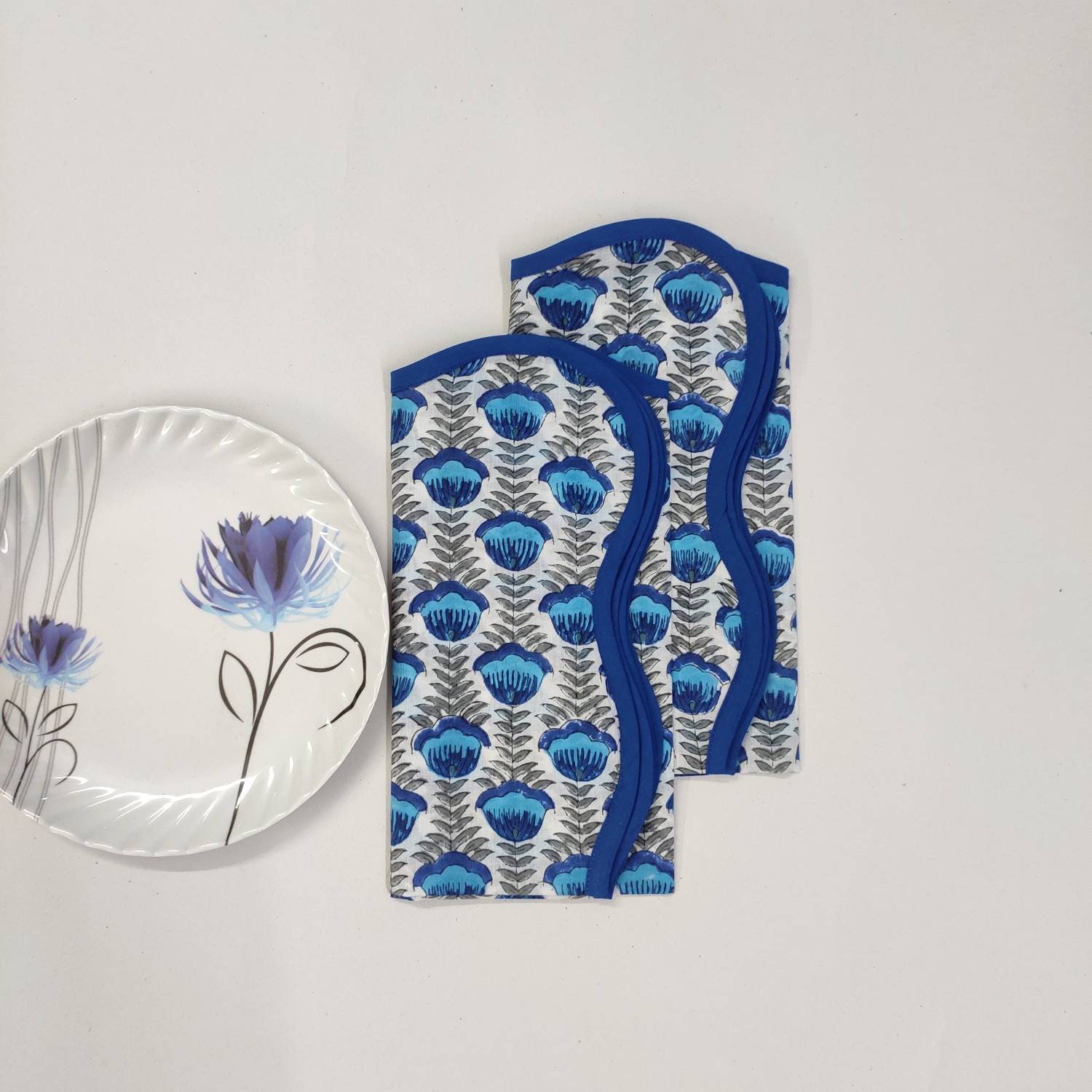 Blue Flower Cotton Napkins Cloth Napkins Fabric Napkins Etsy UK