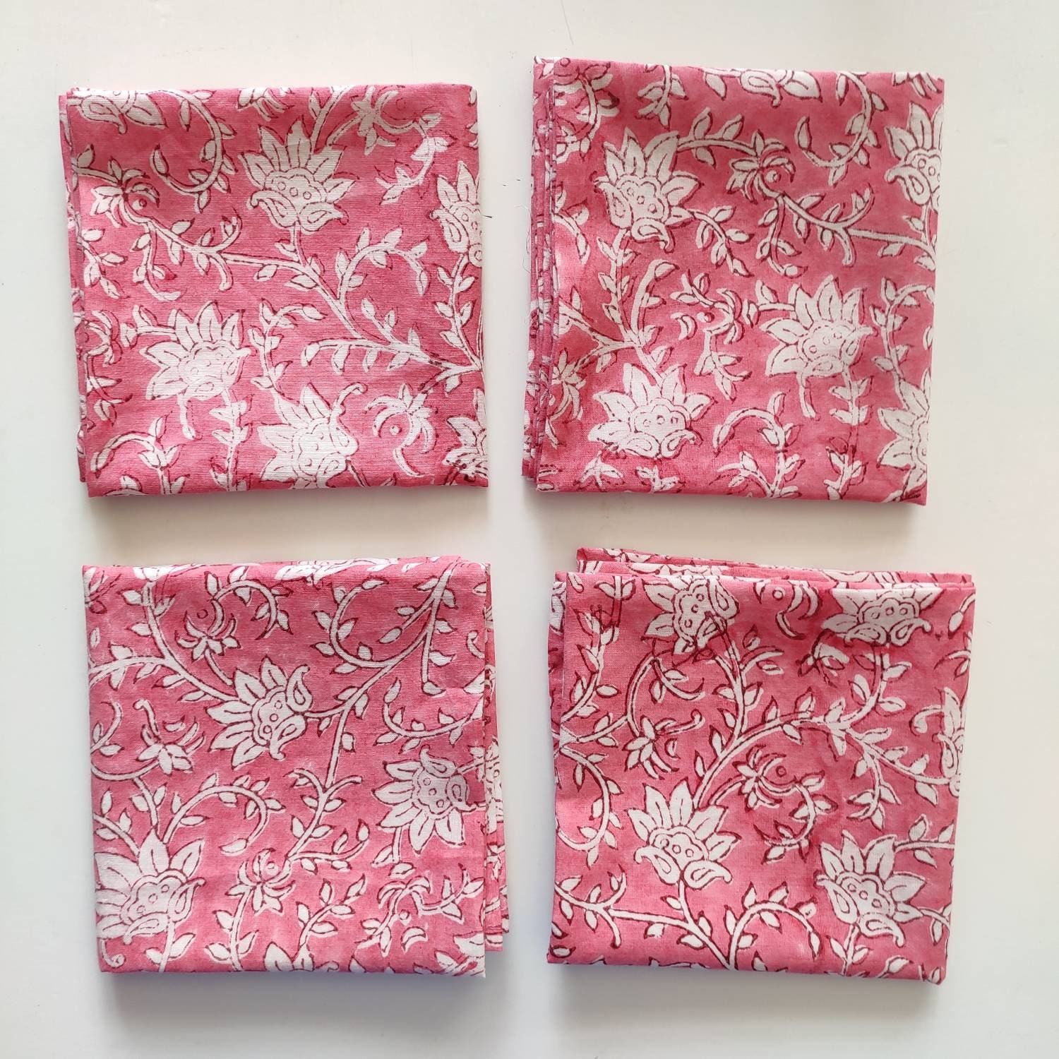 Blockprint Napkin Set/4 | Kiran Sea Pink