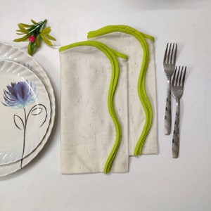 Wave scallop cloth napkin,gift for him, Piping Napkins,Indian Napkins, Set of 4, white napkin