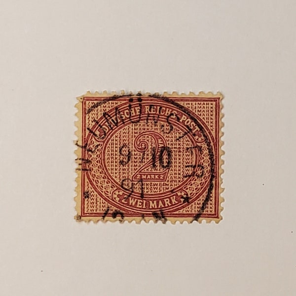 Deutschland 1875 Deutsche Reich Post Extra Wert Stempel 2 Mark. Tolles 1891 Neumünster Storno.