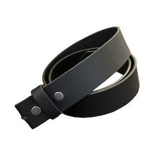 Black Full-Grain Leather Belt, Interchangeable Snap Belt, Unisex Matte Leather Belt Strap, No buckle belt, Removable Belt Strap, 1.5 Wide