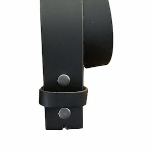 Black Genuine Leather 1 1/2 wide Belt Strap, Interchangeable Snap Belt,  1.5 inch wide, No buckle belt, Replacement Strap, casual belt