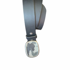 Gray Camouflage Leather Belt Buckle, Interchangeable Oval Rope Belt Buckle in Antique Silver, Belt Buckle for Women