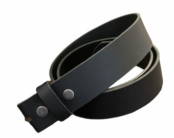Black Full-grain Leather Belt, Interchangeable Snap Belt