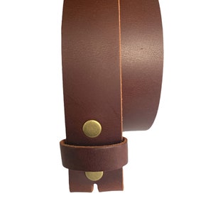 Brown Leather Belt For Men, Interchangeable snap belt, 1 12 inch wide belt, No buckle belt, Unisex belt strap, Full Grain Leather Belt