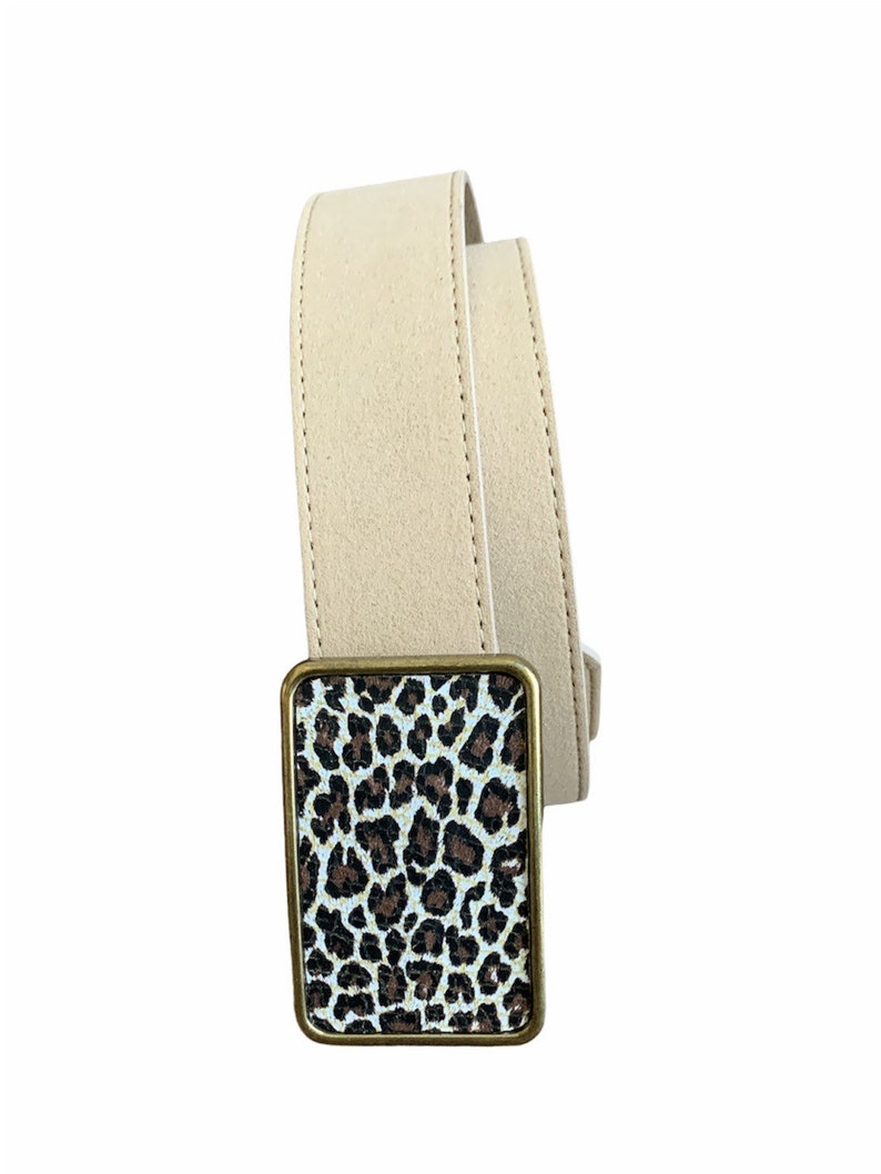 Leopard Print Leather Belt Buckle Antique Brass or Silver - Etsy