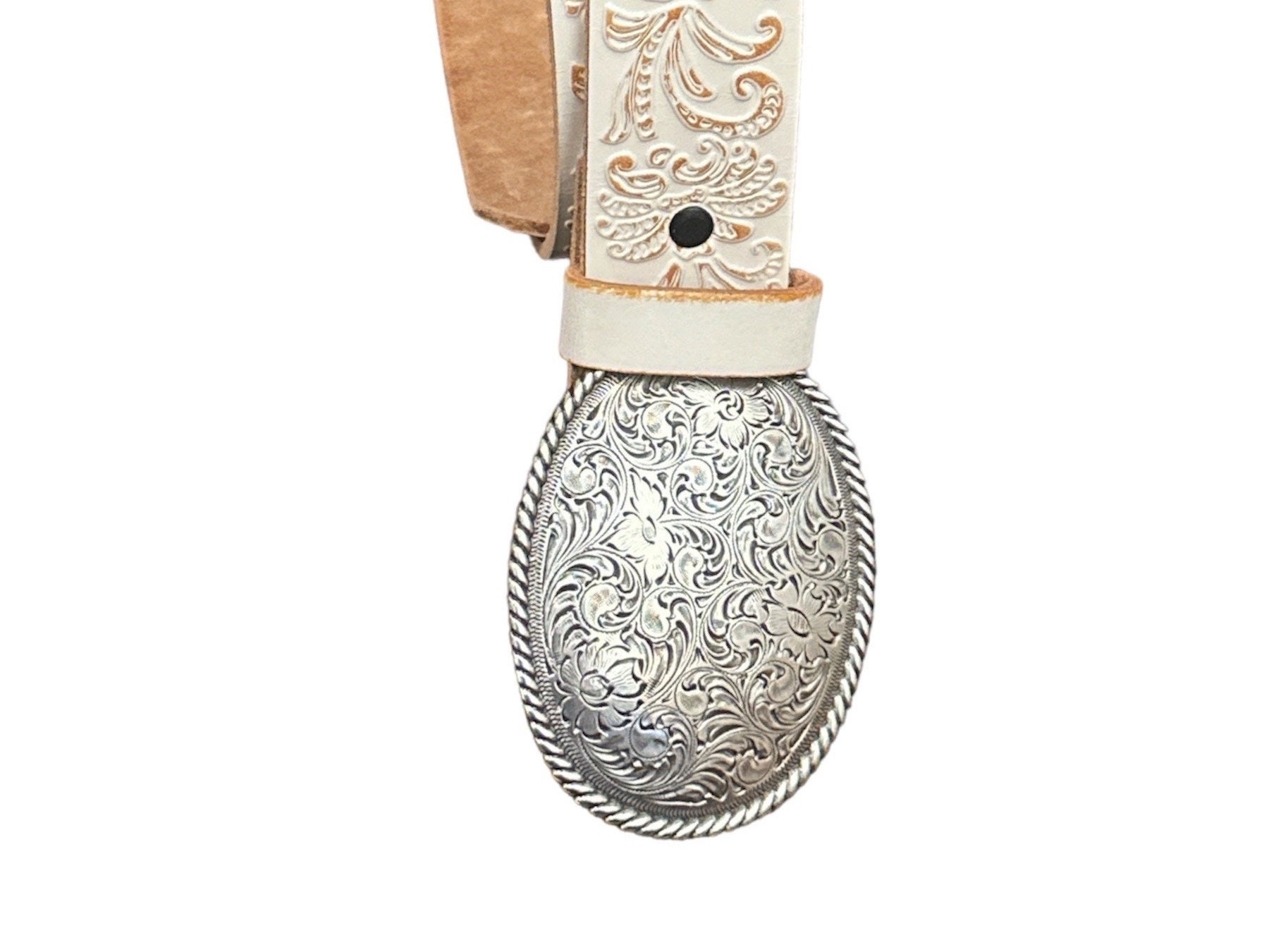 Engraved Silver Western Belt Buckle Attach Interchangeable 