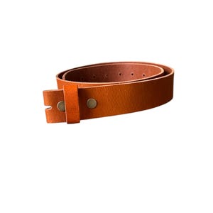 Tan Brown Full Grain Leather Belt Strap, 1.5 inch Wide, Interchangeable Snap Belt image 2