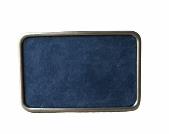 Blue Suede Belt Buckle, Interchangeable 1.5 inch, Western Style