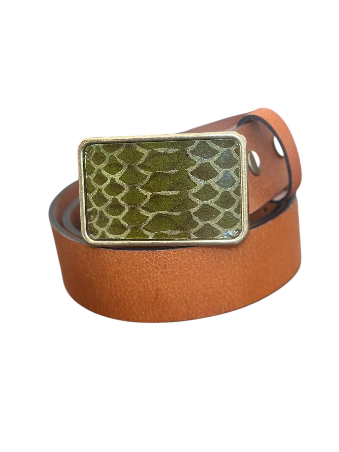 Green Python Embossed Leather Belt Buckle: Western Style Accessory - Etsy