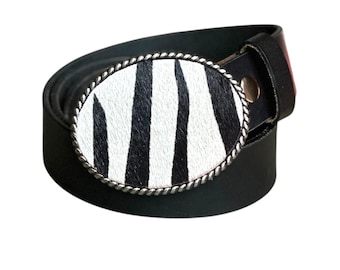 Zebra Print Belt Buckle With Gold Finish, Statement Animal  display picture 2