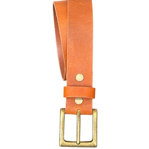 Tan Brown Full Grain Leather Belt Strap, 1.5 inch Wide, Interchangeable Snap Belt image 4