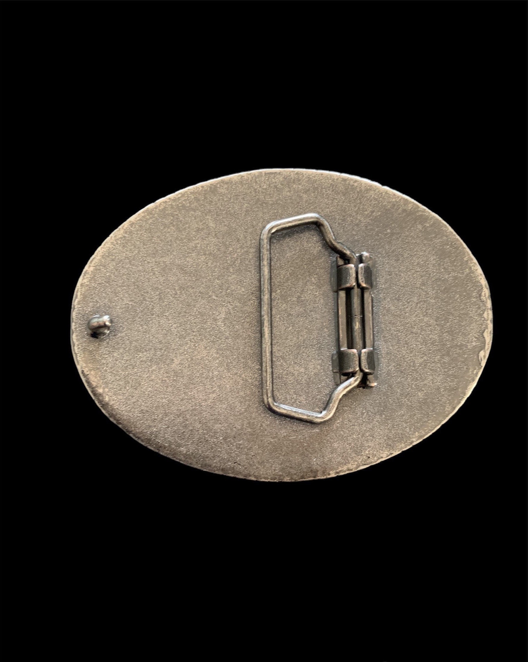 Horseshoe Star Leather Belt Buckle: Rustic Gray Oval Rope  display picture 2