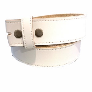 White Stitched Leather Belt strap, Interchangeable Belt, 1.5 inches wide, Unisex belt, No buckle belt, Replacement Strap
