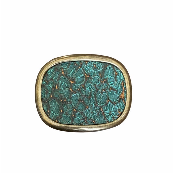 Turquoise Leather Buckle For Belt, Embossed Leather Belt Buckle For Her, Replacement Buckle, Gift For Her, Brass Buckle