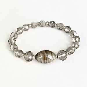 Glass Beaded Bracelet on Stretchy Cord, Stackable Bracelets, Gift For Her, Chunky Bracelet