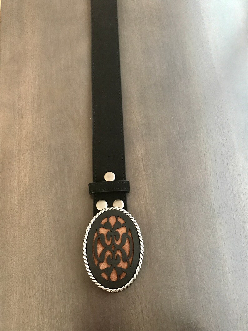 Custom Black Leather and Suede Belt Buckle Interchangeable Etsy