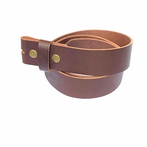 Brown No buckle full grain leather belt, Interchangeable snap belt, 11/2 inch wide belt, Unisex belt strap, Gift for Him, Replacement strap