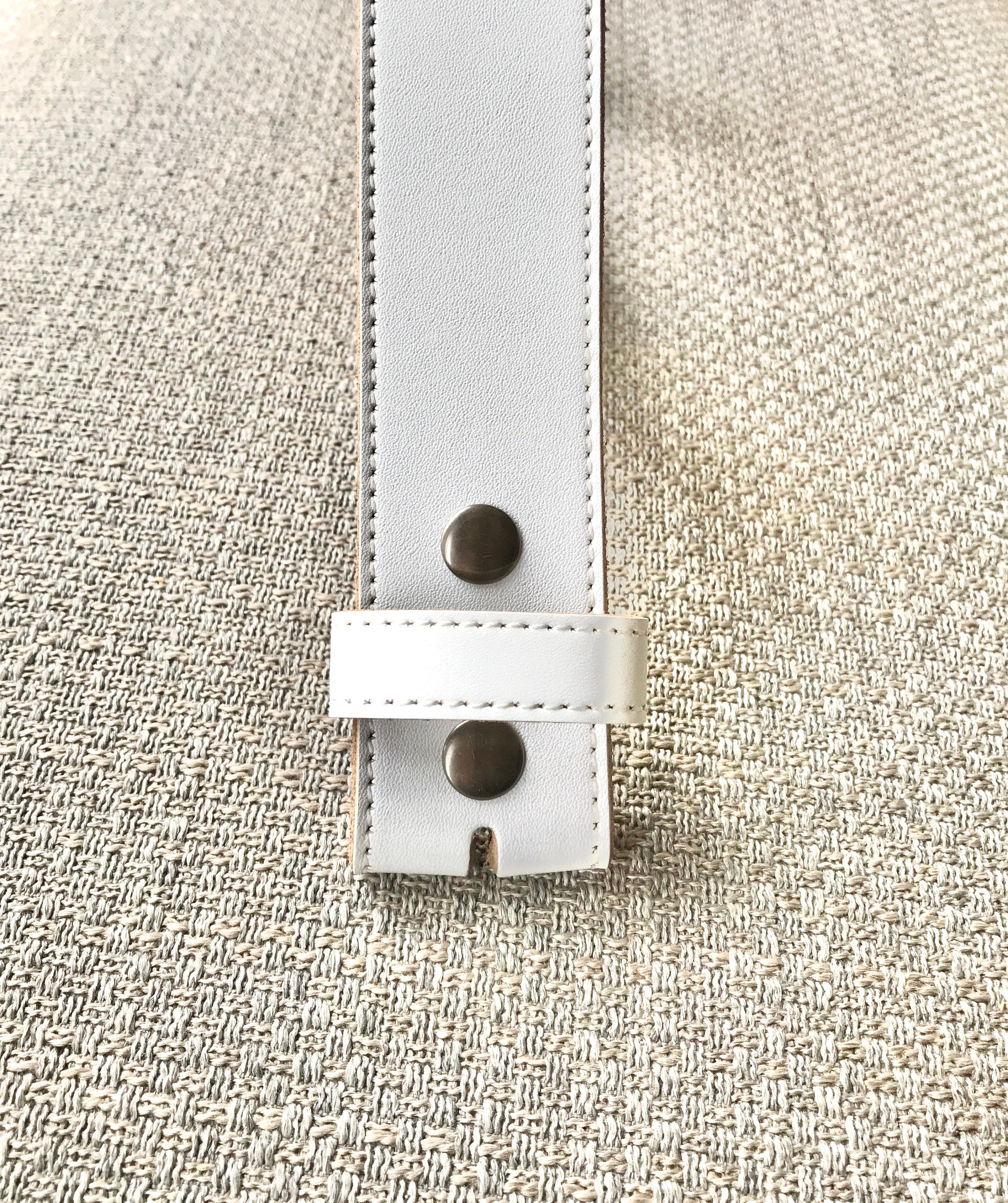 p/a Interchangeable Adjustable Buckle White Smooth Leather Belt You Cut Length WhiteLeatherRatchetBeltwithLif  main image 2