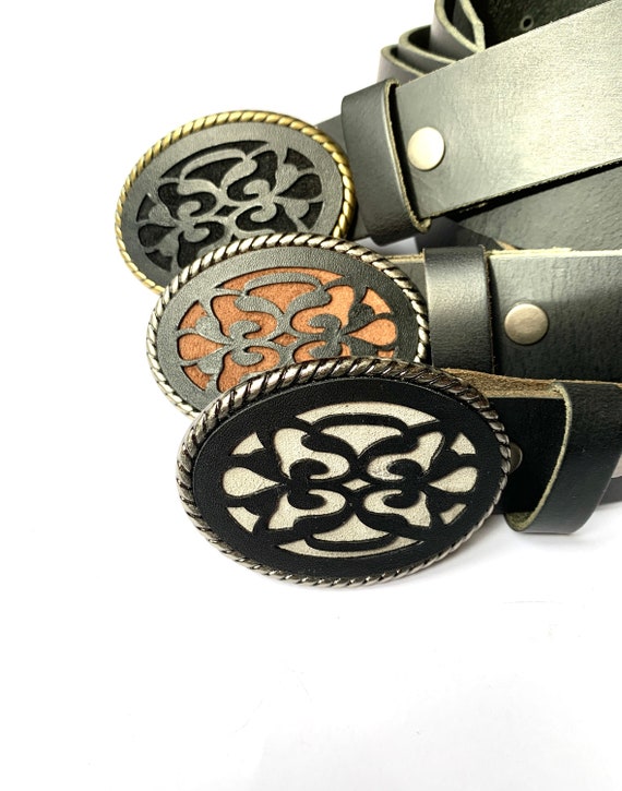 Interchangeable belt buckle belt deals