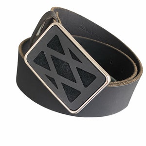 Geometric Leather Belt Buckle, Rectangular buckle in Antique Silver or Brass finish, Leather and Suede, Women&#39;s Accessory, Interchangeable