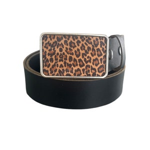 Cheetah Leather Belt Buckle, Leopard Print, Animal Print, Interchangeable Belt Buckle, Buckle for Women, Holiday Gift for Her