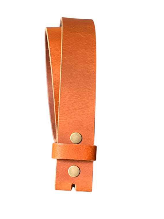 Tan Brown Full Grain Leather Belt Strap, 1.5 inch Wide, Interchangeable Snap Belt