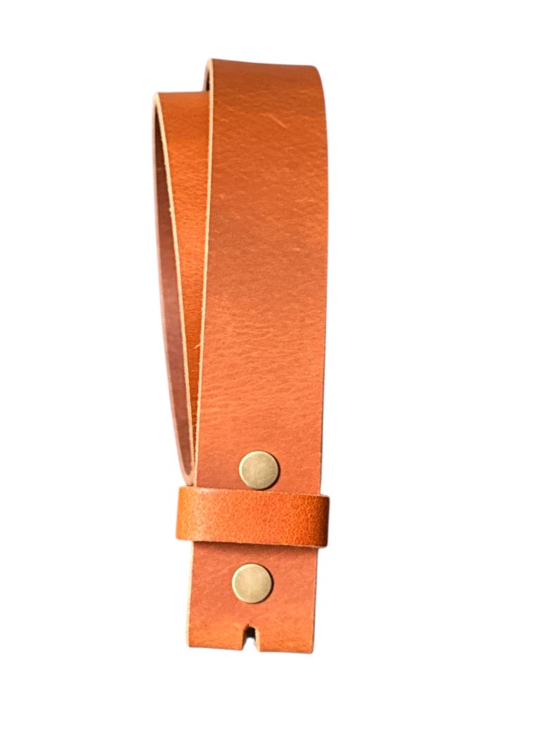 Tan Brown Full Grain Leather Belt Strap, 1.5 inch Wide, Interchangeable Snap Belt image 1