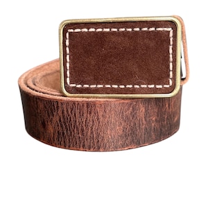 Stitched Espresso Brown Suede Belt buckle, Interchangeable Snap Belt Buckle, Buckle for Women, Gift for Her, Rectangular Buckle