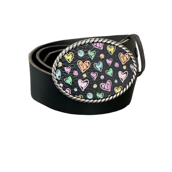 Abstract Heart Multicolor UNISEX Belt Buckle Colorful Heart Belt Buckle - Etsy main image 2
