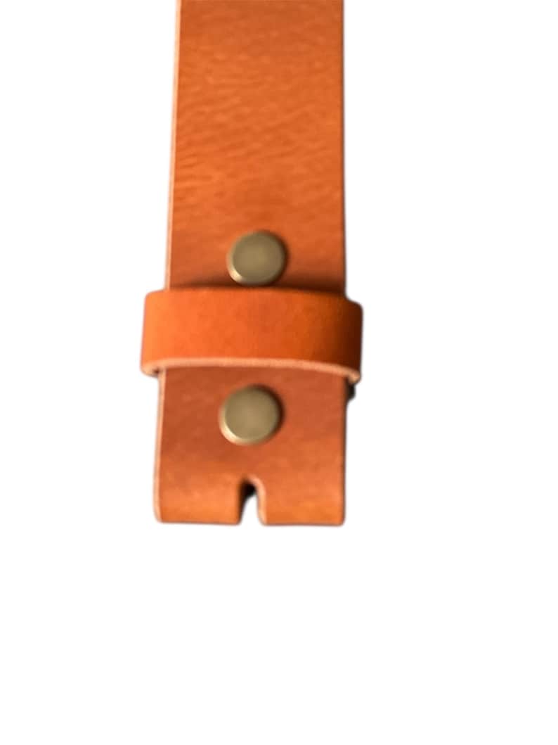 Tan Brown Full Grain Leather Belt Strap, 1.5 inch Wide, Interchangeable Snap Belt image 3
