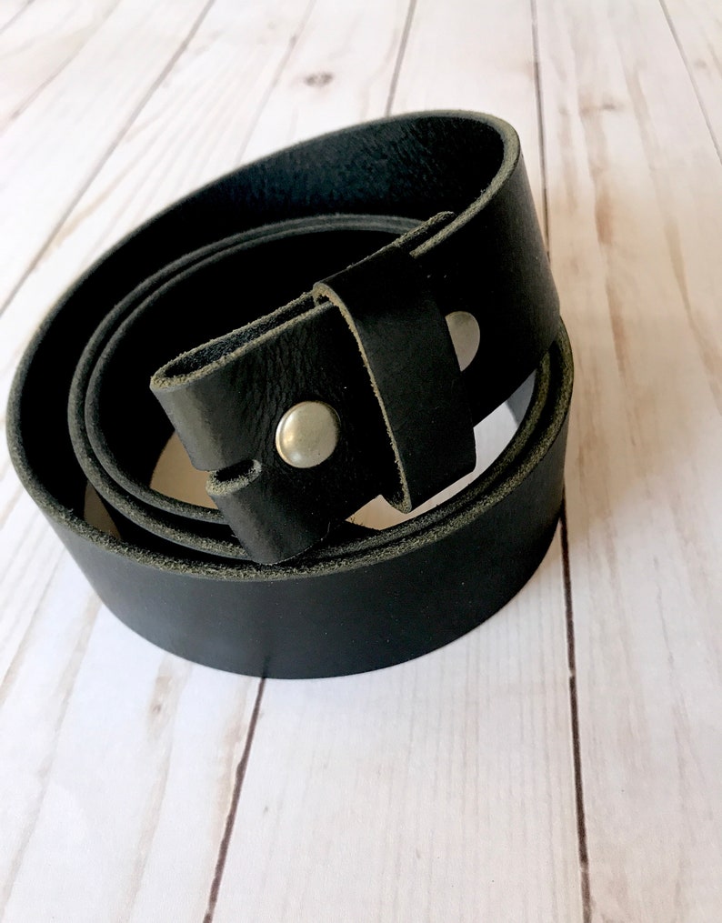 Black Full-Grain Leather belt Interchangeable Snap Belt | Etsy