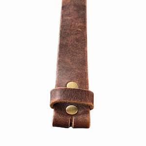 Vintage Brown Full Grain Leather Belt Strap: 1 1/2&quot; Wide, Interchangeable Snap Belt