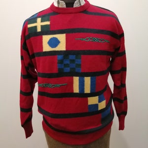 Vintage 1990s Pringle of Scotland  Pure New Wool  Pullover Jumper Golf  Red Sweater Made in Scotland Size M