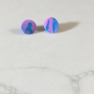 Purple and Teal Polymer Clay post earrings //Handmade Clay earrings // Fun Earrings // Hippie Earrings // Casual Earrings