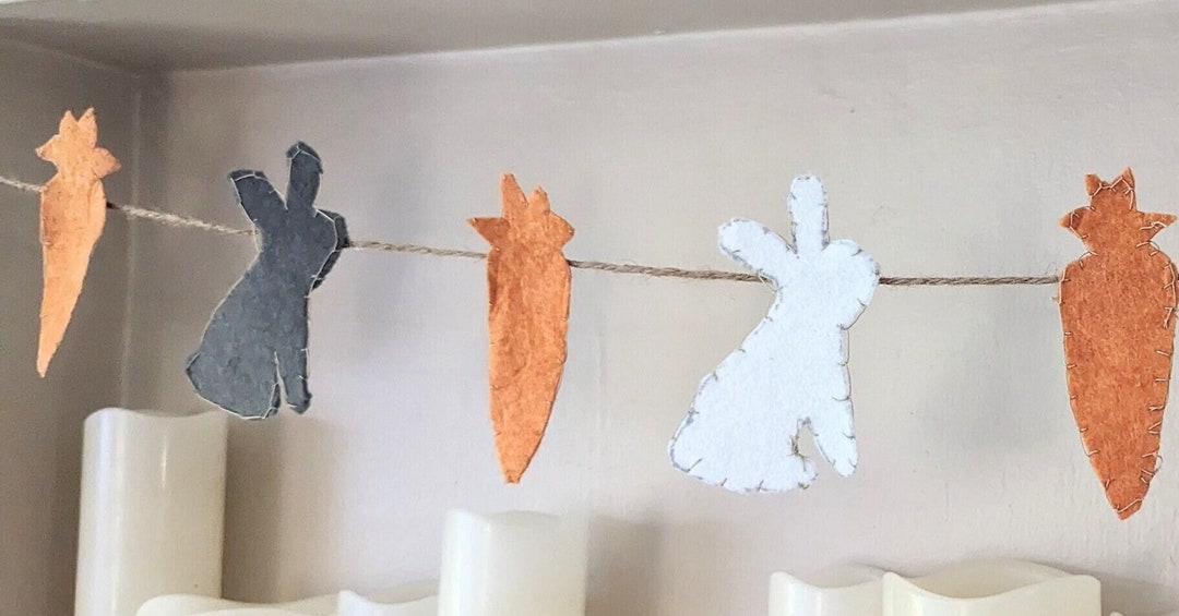 Felt Easter Garland: Bunny and Carrot Spring Decor - 5ft - Etsy