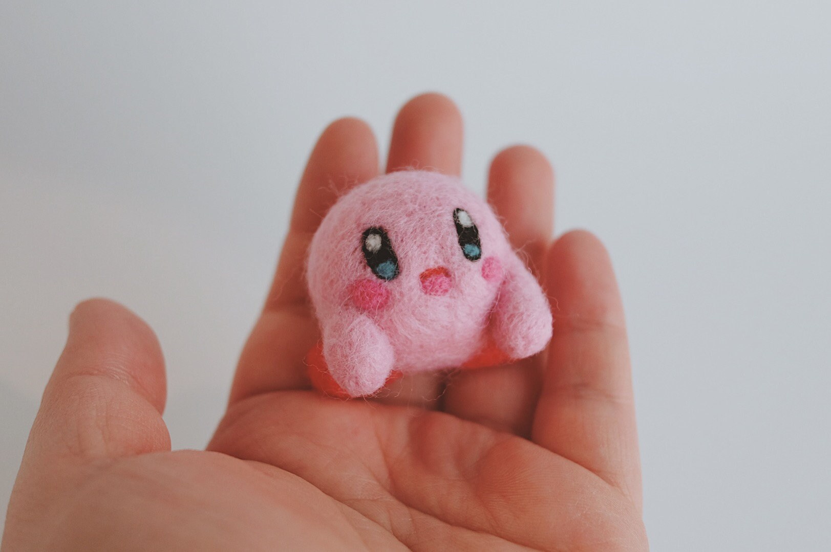 Handcrafted Needle Felted Kirby Adorable Soft Wool Sculpture Etsy